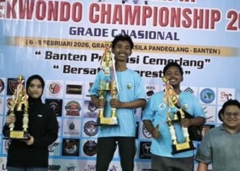 - Atlet Kabupaten Serang yang berlaga di Banten Taekwondo Championship 2026 yang berlangsung di Pandeglang berhasil membawa pulang 3 medali emas dan 1 medali . (istimewa)