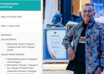 Dahlan Iskan usai memenangkan gugatan sengketa saham Radar Bogor di Pengadilan Negeri Bogor, Rabu (25/2/2026).