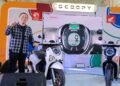 Marketing Department Head Honda Banten Justie Bekti Pemana, saat meluncurkan unit kendaraan sepeda motor Honda sebagai unit yang masuk dalam program Trade in aplikasi Moski. (Raden/Banten Raya)
