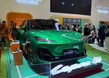 Show unit Lepas E4 di IIMS 2026, hadir pertama kali di dunia dengan tampilan modern dan sporty, Senin 9 Februari 2026. (Lepas untuk Banten Raya)