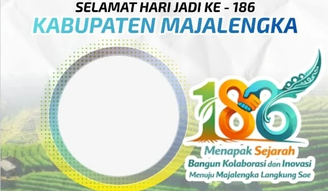 Contoh desain bingkai foto tema Hari Jadi Kabupaten Majalengka yang bisa diunduh melalui link Twibbon di bawah ini. (Twibbonize.com)