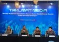 Kepala Kantor Perwakilan Bank Indonesia Banten Ameriza M Moesa (kedua dari kiri) memaparkan kondisi perekonomian Banten sepanjang tahun 2025 dalam agenda Taklimat Media 2026 di Tangerang, Kamis 12 Februari 2026. (Raden/Banten Raya)