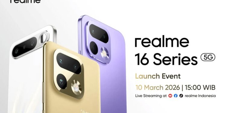 Ilustrasi : Banner peluncuran ponsel Realme 16 series. (Dok. Realme)