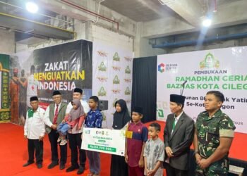 Suasana launching program Ramadan Ceria Cilegon Juare dan pemberian santunan di Cilegon Center Mall (CCM), Rabu (25/2). Tia/Banten Raya