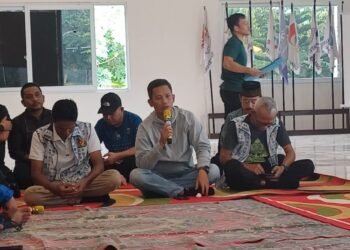 Ketua KONI Kabupaten Serang Agus Irawan memberikan sambutan saat acara buka puasa bersama.