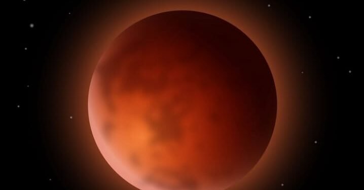 Ilustrasi gerhana bulan total. (freepik/freepik)