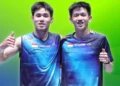 Pebulutangkis muda Indonesia Raymond/Nikolaus yang melaju ke semi final All England 2026. (IG/PBSI)
