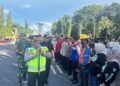 Apel siaga arus mudik Lebaran 2026 di Polres Cilegon pada Kamis, 12 Maret 2026. (Tia/Bantenraya.com)