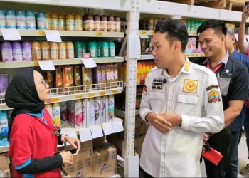 Wakil Walikota Serang Nur Agis Aulia Nur Agis Aulia berbincang dengan salah seorang karyawan Lotte Grosir saat monitoring THR, Kamis 12 Maret 2026. (Dokumentasi warga untuk Bantenraya.com)