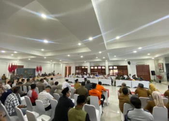 Suasana Rapat Koordinasi Persiapan Arus Mudik dan Balik Lebaran Idul Fitri di Polres Cilegon, Senin (2/3). Tia/Banten Raya